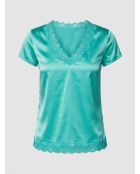 Top en Soie mélangée Polka vert menthe