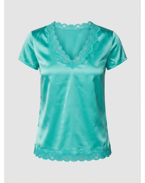 Mintgroene top van polka-zijdemix