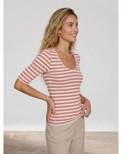 Camiseta manga 3/4 rib cr multicolor