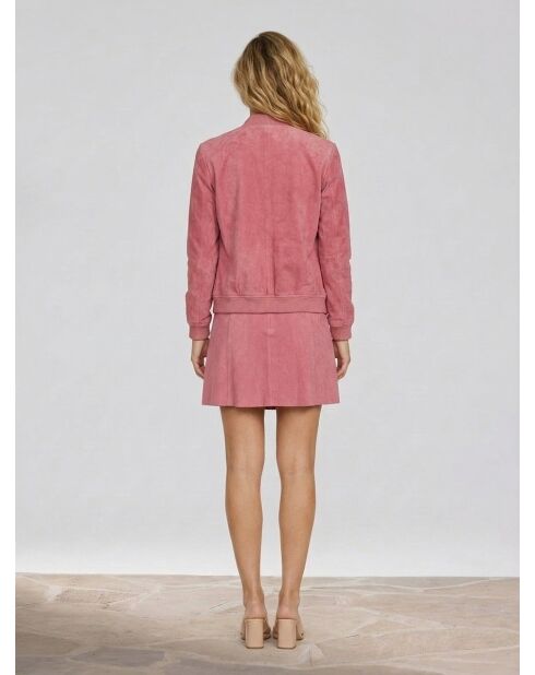 Gonna in pelle pop fucsia in velluto