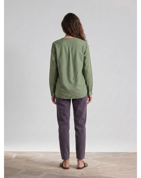 Khakifarbene Bluse Cannes aus Baumwolle und Seide