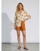 Blusa de cabina estampada marrón/amarillo