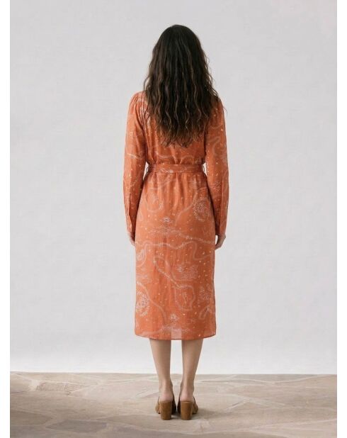 Vestido largo estampado naranja