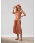 Top en satin fluide cognac