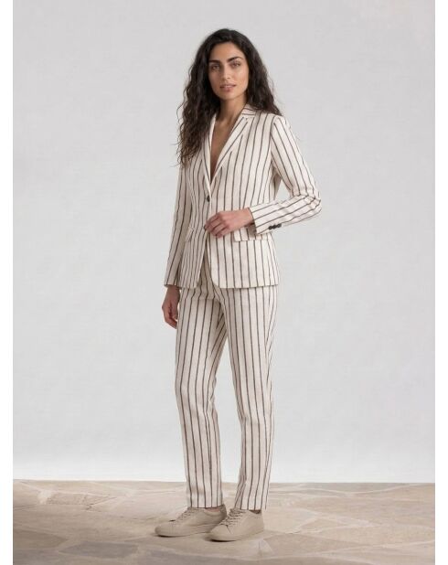 Veste en Coton & Lin Viska à rayures écrue