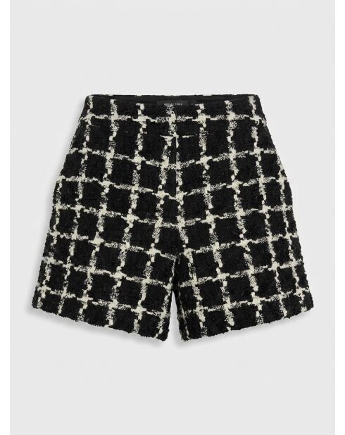 Amy geruite short in zwart/ecru met textuur