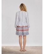 Wickelbluse Ibiza ecru/blau