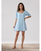 La Barben Minikleid mit blauem Blumendruck