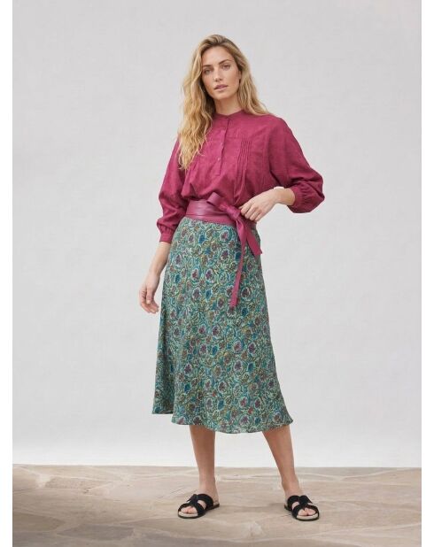 Bluse Célestine mit Beaujolais-Bordüren