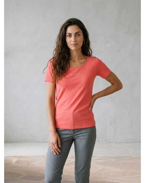 Fel oranje T-shirt met basislogo