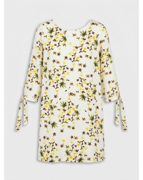 Cherie ecrufarbenes bedrucktes Kleid