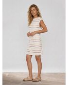 Kurzes Marinière-Kleid aus Baumwolle in Ecru