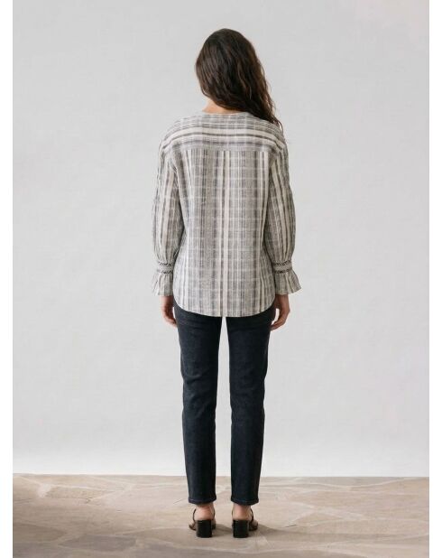 Luisa blauw overhemd met print