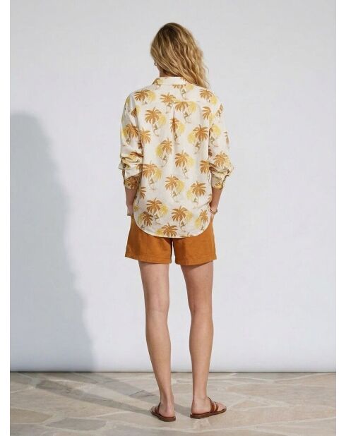 Blusa de cabina estampada marrón/amarillo