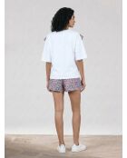 T-Shirt ample volants fleuris blanc