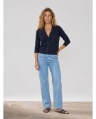 Gilet droit en Lin & Coton Mimosa bleu marine