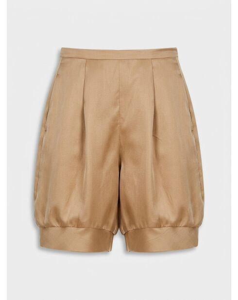 Pantalones cortos holgados 100% seda con pliegues dorados