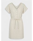 Cianelle ecrufarbenes gestreiftes kurzes Kleid