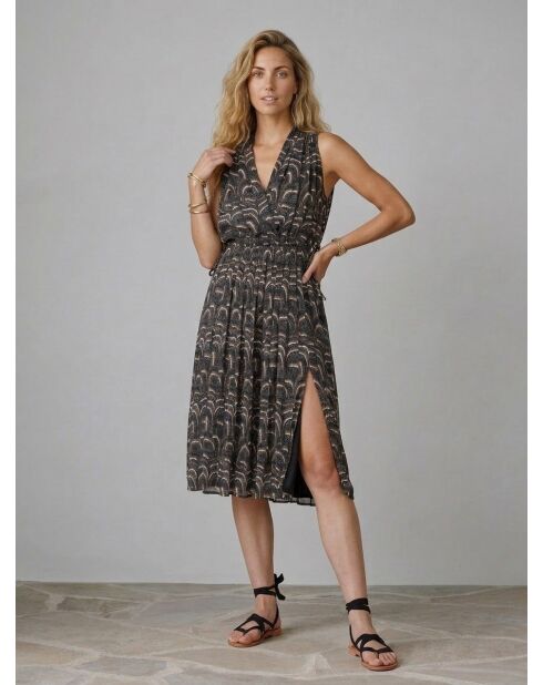 Vestido Josepha con estampado ondulado gris/naranja