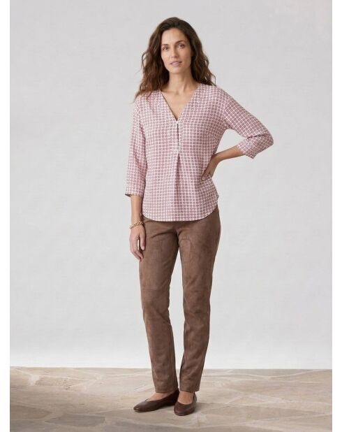Blusa con stampa geometrica bianca/multicolor