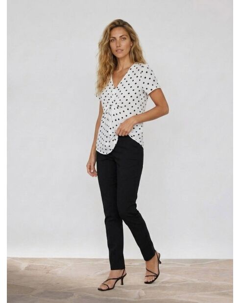 Top de lunares blanco turquesa