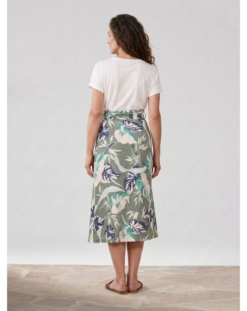 Halflange rok Jamaika kaki/bruin van 100% linnen