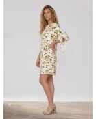Cherie ecrufarbenes bedrucktes Kleid