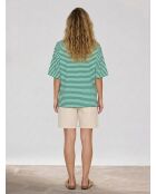 T-Shirt 100% Lin Rayé vert/blanc