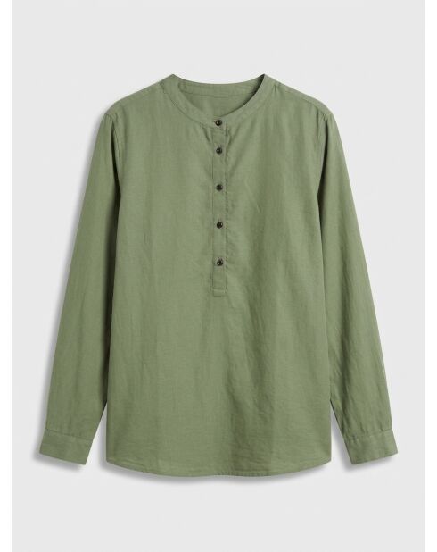 Khakifarbene Bluse Cannes aus Baumwolle und Seide