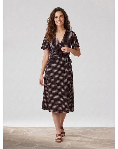 Vestido azul marino de lunares
