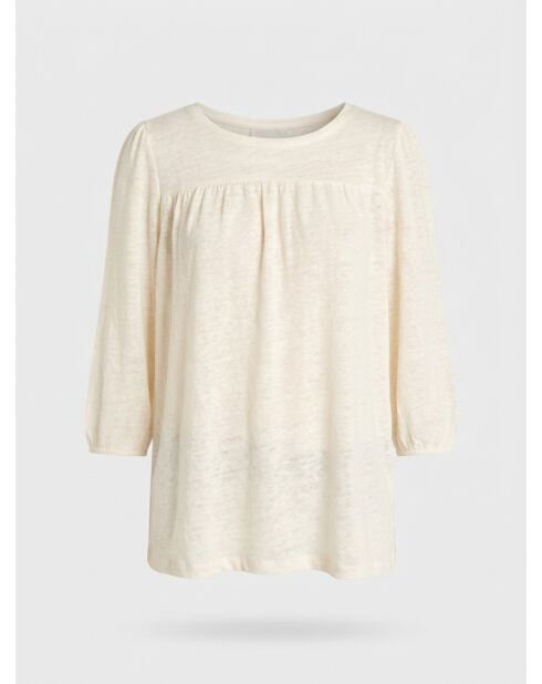 Riko ecrufarbenes T-Shirt aus 100% Leinen