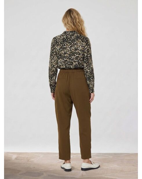 Premium Collection kaki broek met wortelplooien