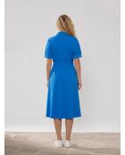 Mittellanges Baumwollkleid Arias mit ausgestelltem Ausschnitt in Elektroblau