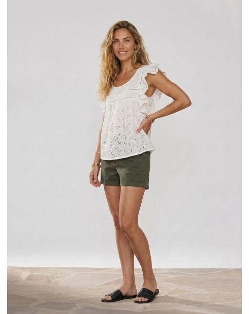 Oberteil mit Lochmuster in Ecru Moon