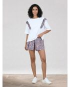 T-Shirt ample volants fleuris blanc