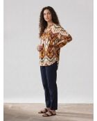 Blusa de cabina estampada en rojo/amarillo/crudo