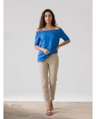 Azurblaue Bluse Malba aus Leinenmischung