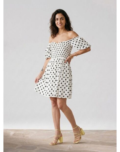 Mini abito Ilaria nero/bianco a pois