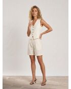 Elfenbeinfarbene Shorts Sevia aus Leinen und Baumwolle