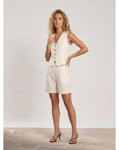 Elfenbeinfarbene Shorts Sevia aus Leinen und Baumwolle
