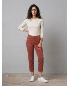 Jean délavé en Toile de coton 7/8 marron