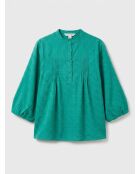 Blouse Célestine à borderies menthe