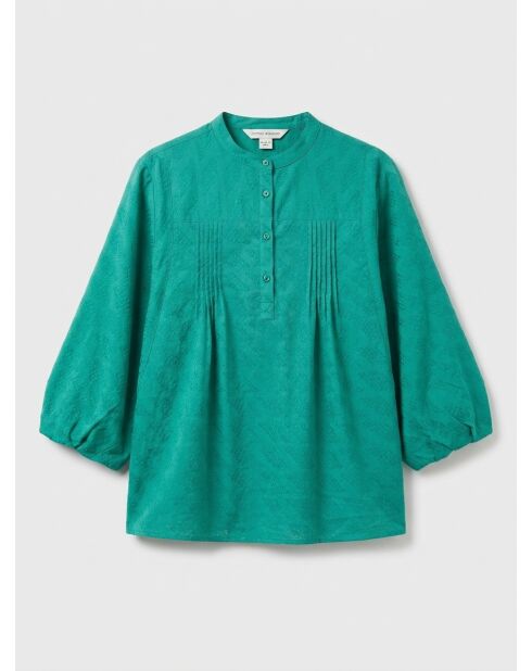 Blouse Célestine à borderies menthe