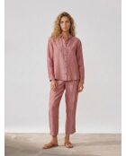 Gestreiftes Emmanuelle Hemd Emmanuelle aus 100% Leinen in Marineblau/Geranium