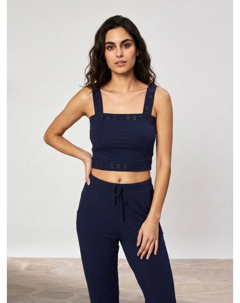 Marineblauwe crop top Jeanne