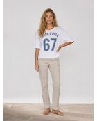 T-Shirt 100% Lin Print Mop 67 blanc/bleu