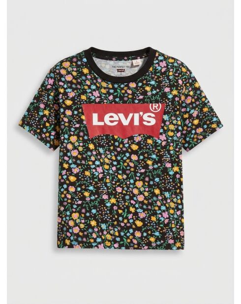 Zwart/veelkleurig T-shirt van varsity-katoen met grafische print
