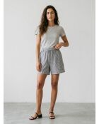 Graue gestreifte Leinenshorts