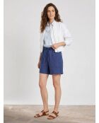 Short 100% Lin Elastique bleu moyen