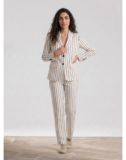 Veste en Coton & Lin Viska à rayures écrue